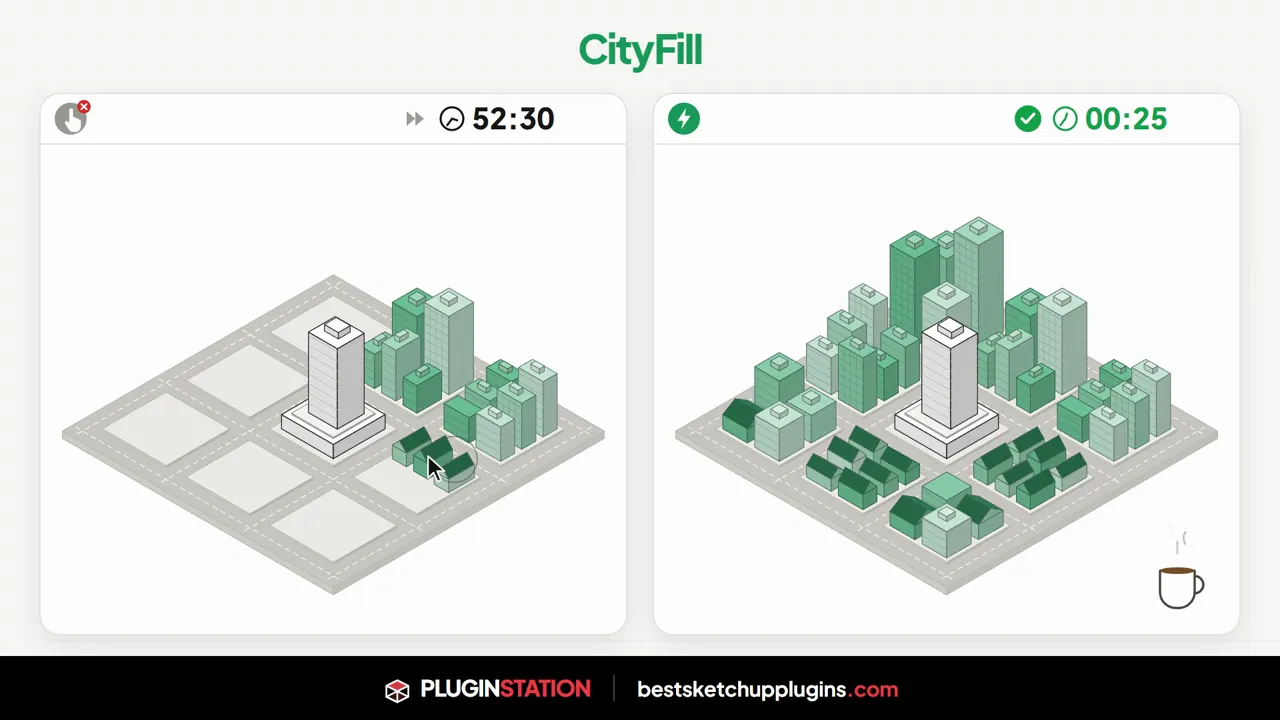 CityFill free SketchUp surrounding buildings plugin comparison image
