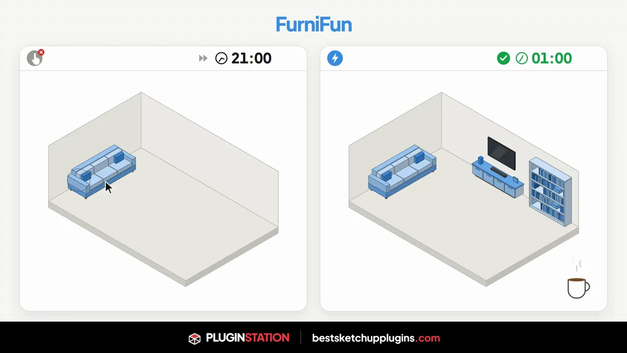 FurniFun SketchUp furniture plugin comparison image