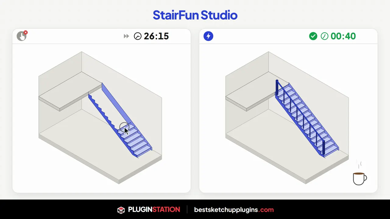 StairFun Studio SketchUp stair plugin comparison image