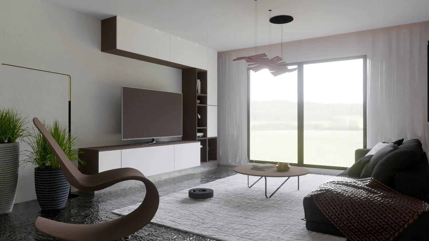 Living room render created inside SketchUp with Render Fun